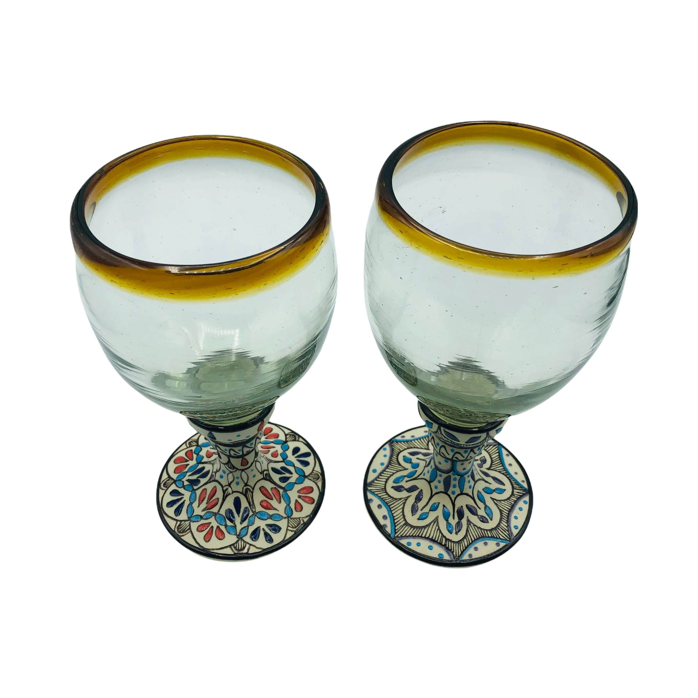 Set of 2 Ceramic Wine Glasses