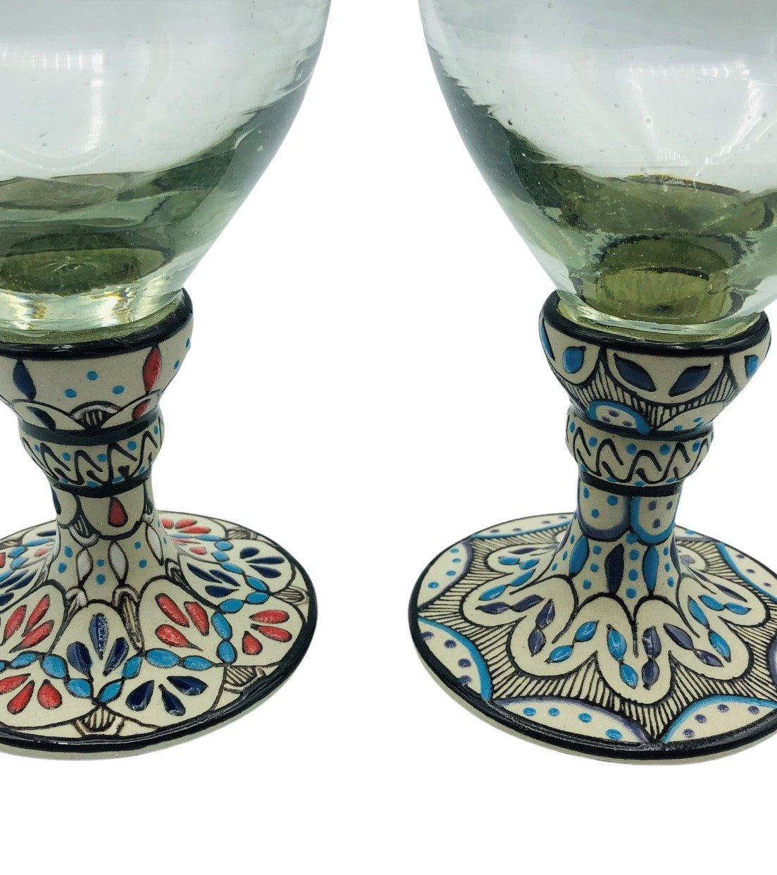 Set Of 2 Ceramic Wine Glasses Blue